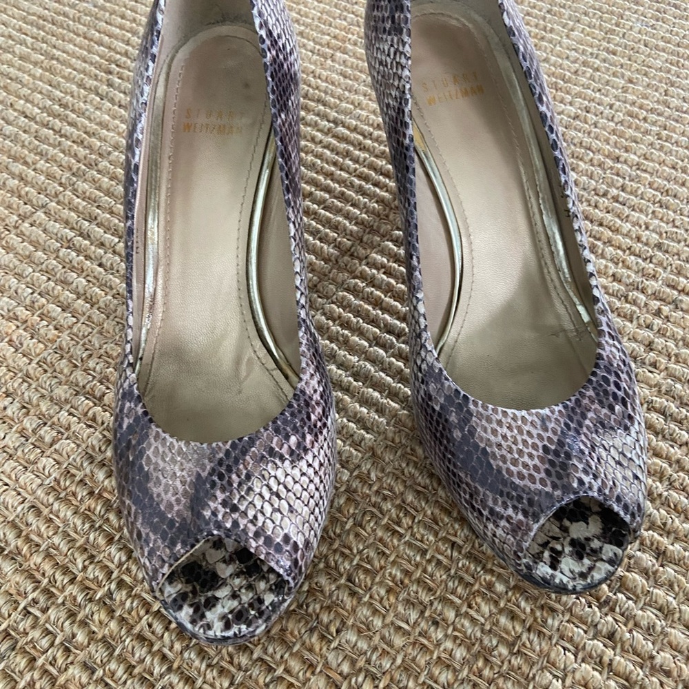 SW brown snake skin heels